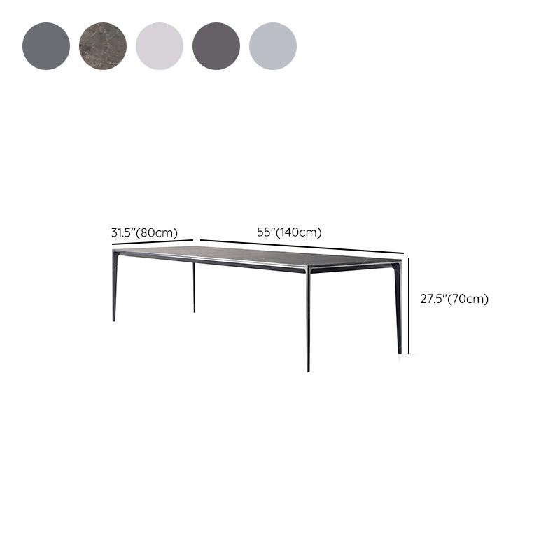 Mid-Century Dining Room Table Rectangle Stone Dinette Table for Home