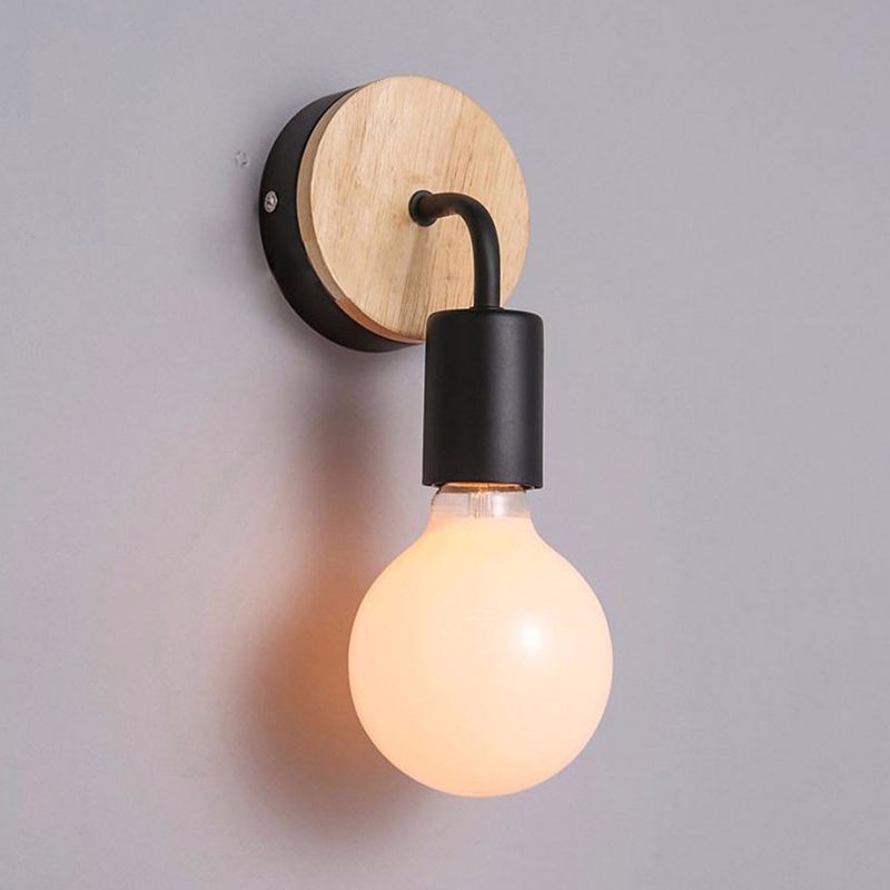 Contemporary Wood Wall Sconce Metal Linear Shape Wall Light for Bedroom