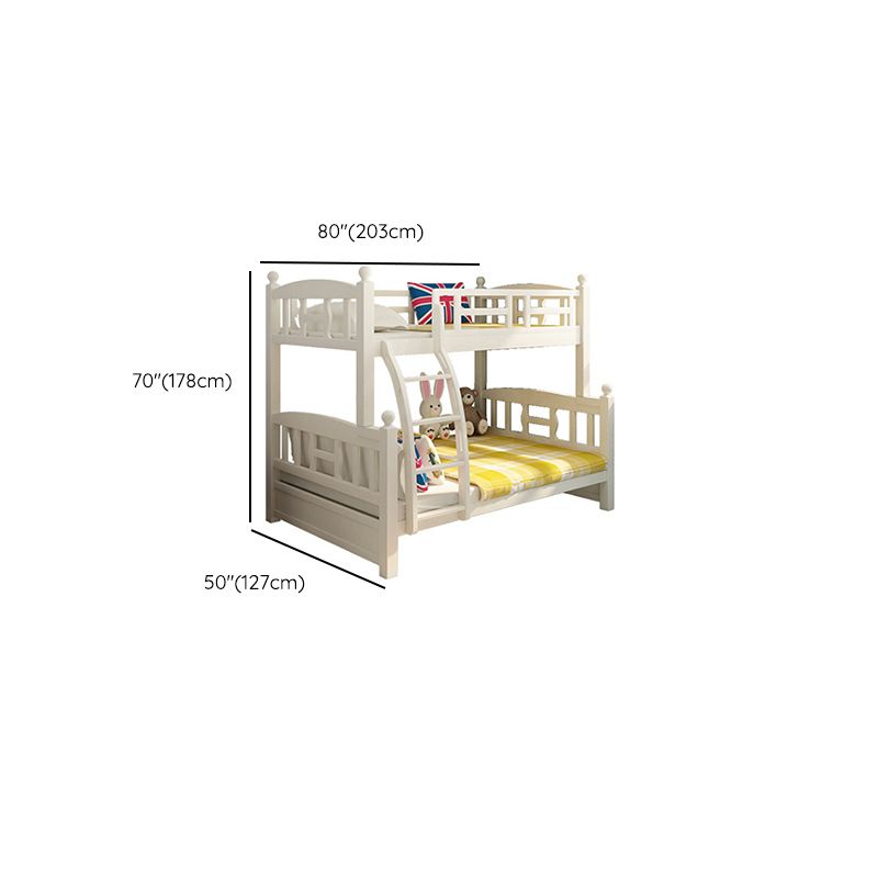 Solid Wood Bunk Bed Modern Style White Bunk Bed with Guardrail