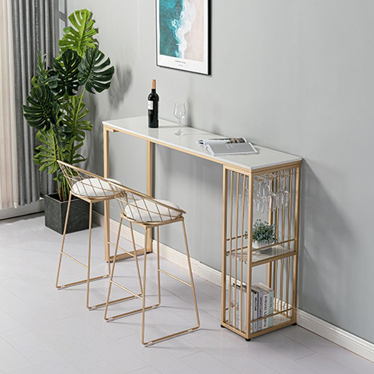 Rectangle Counter Wine Table Faux Marble Counter Height Dining Table