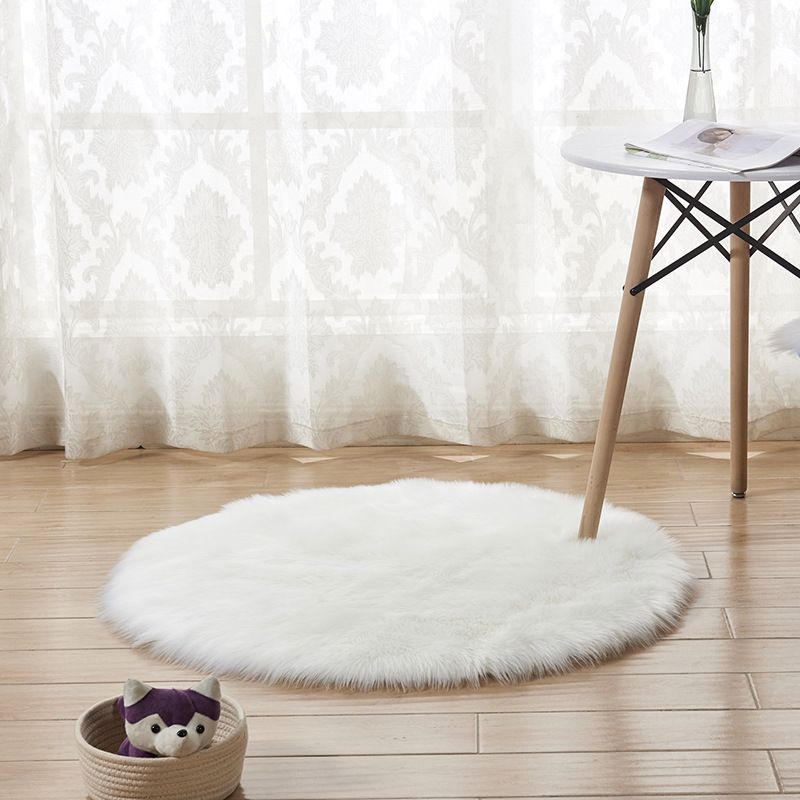 Tapis circulaire en peluche de couleur unie, résistant aux taches, pour la décoration de la maison