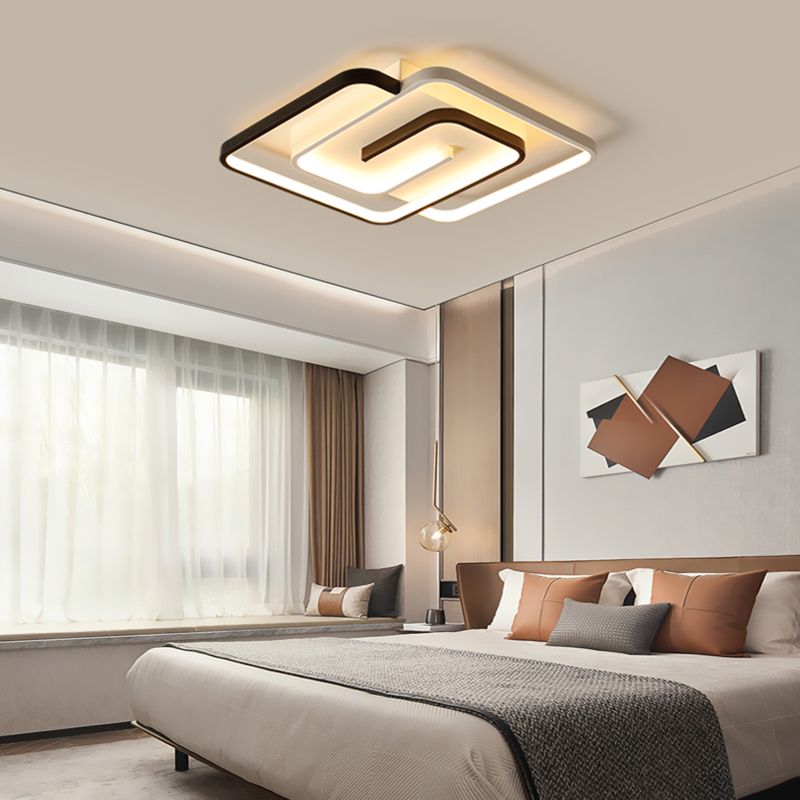 LED Modern Metal Flush Mount Linear Shape Ceiling Light with Acrylic Shade for Bedroom