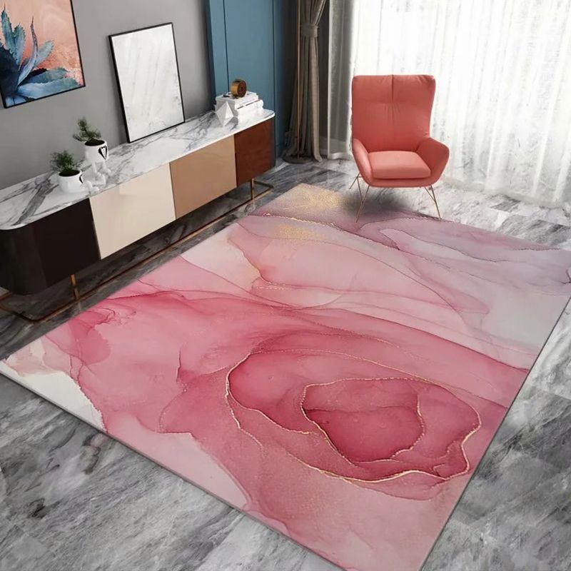 Casual Living Room Rug Multi-Color Abstract Printed Area Carpet Synthetics Non-Slip Backing Pet Friendly Indoor Rug