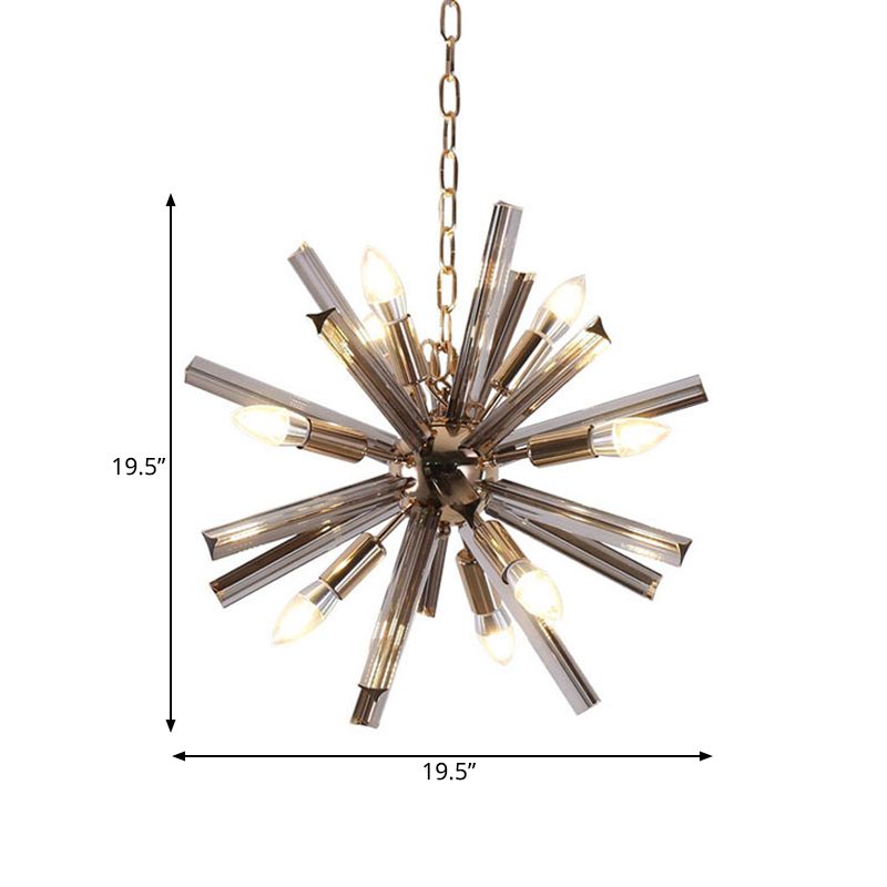 Modernism Starburst Chandelier Pendant Light Crystal 9/16 Lights Hanging Ceiling Light in Grey