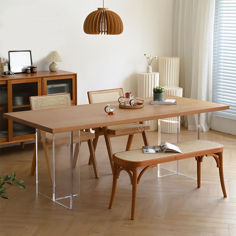 Glam Rectangle Table Wooden Table with Acrylic Legs for Home