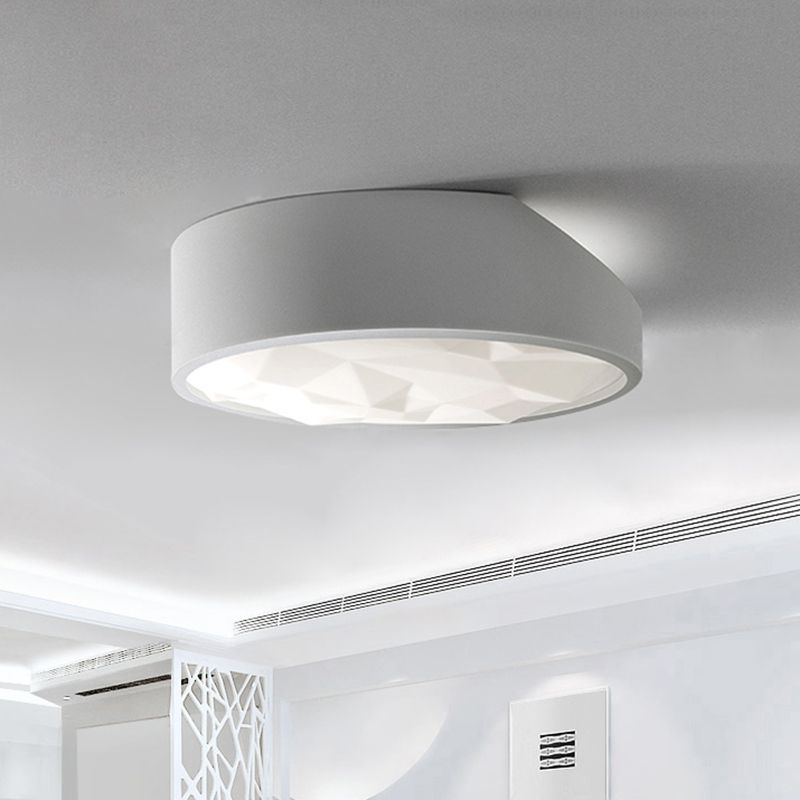 Minimalist Drum Flush Mount Lighting Metal 17"/21" Wide LED Living Room Flush Ceiling Lamp in White
