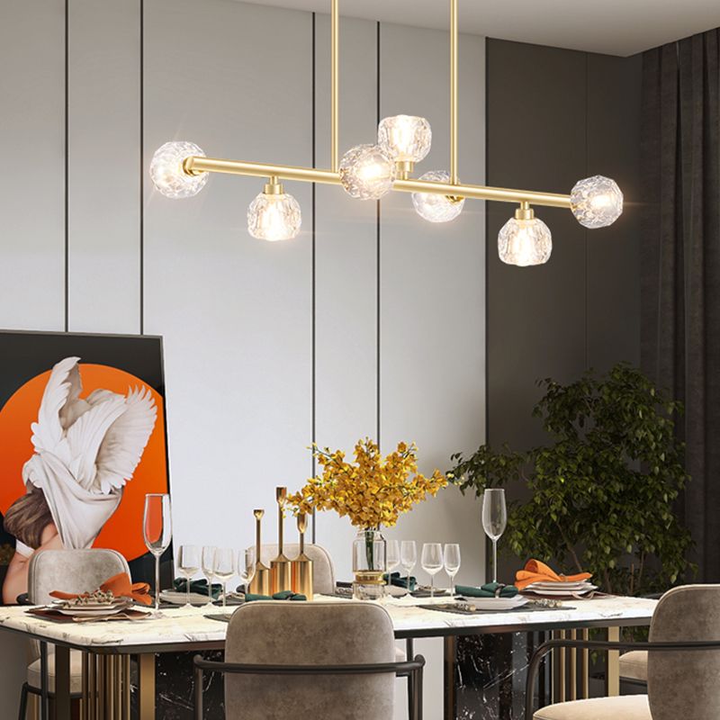 Modern Kitchen Pendant Lights Spherical Glass 7-Light Island Pendant Lights