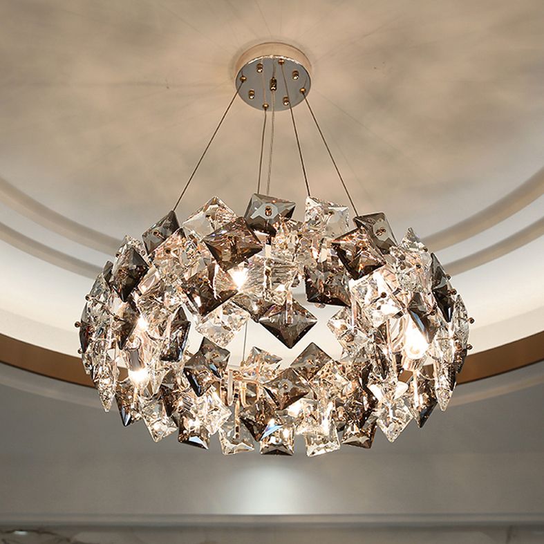 Luce a sospensione con soffitto a forma rotonda Lumo cristallo trasparente per soggiorno