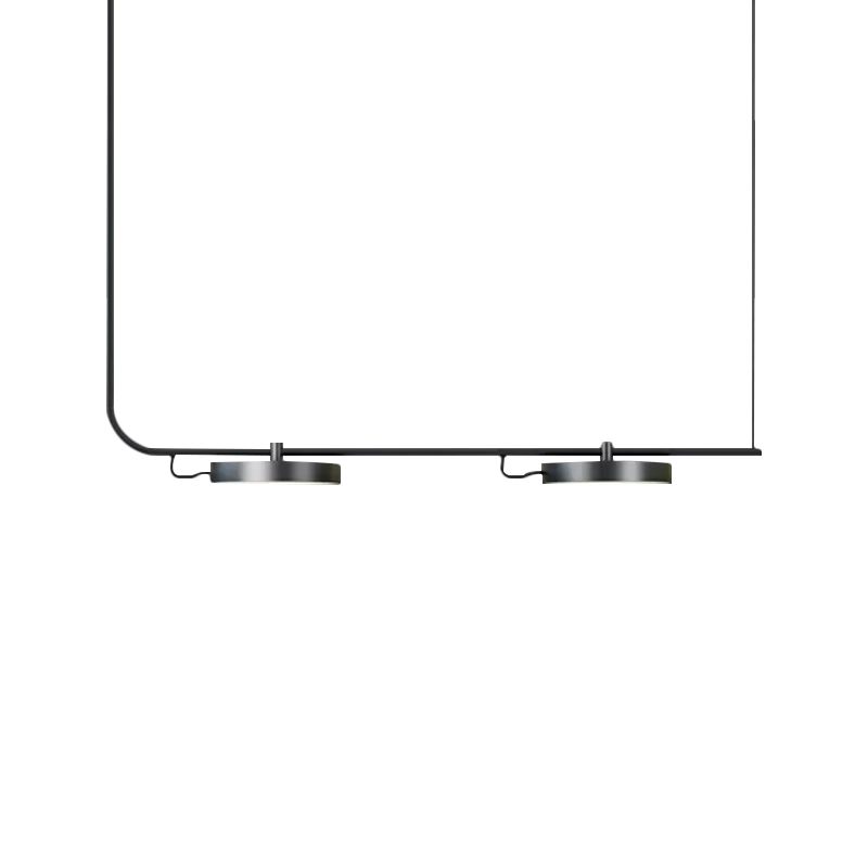 Moderno lampadario semplice/nero semplice con tonalità di tamburo 2/3 luci in metallo l'illuminazione per sala da pranzo