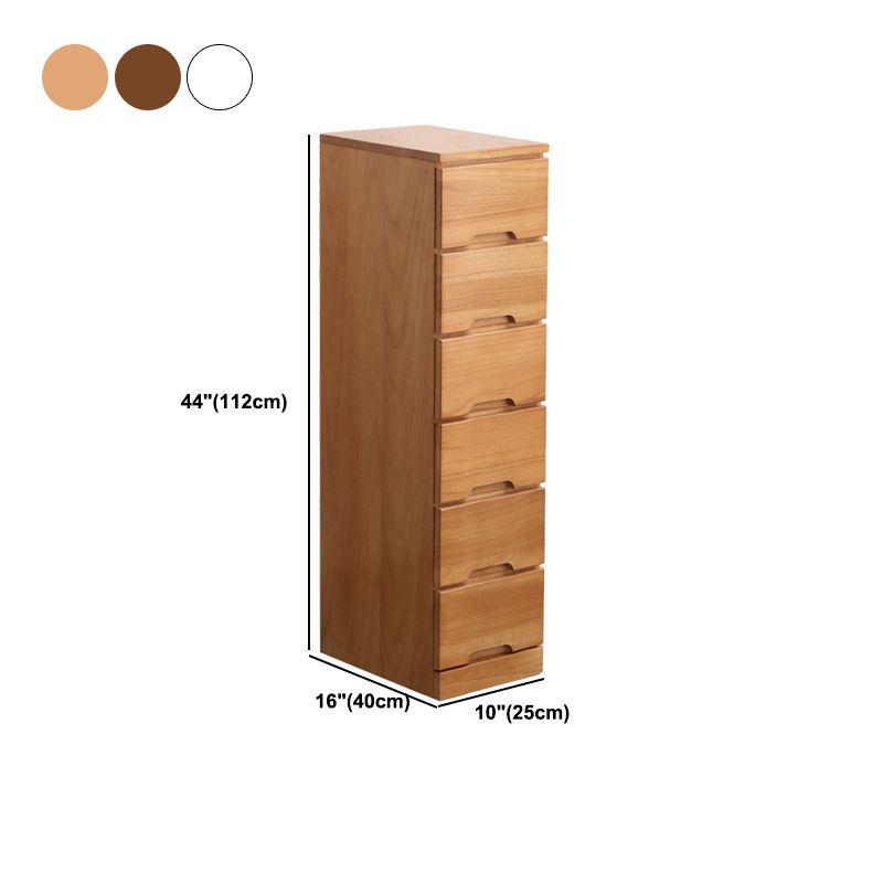 44" Tall Wooden 6-Drawer Accent Chest Square Top without Handle Cabinet