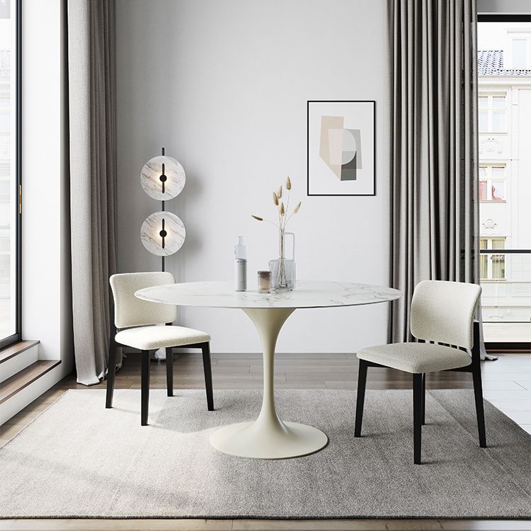 Ronde tulpen moderne eettafel witte toon vaste tafel met sinteren steen