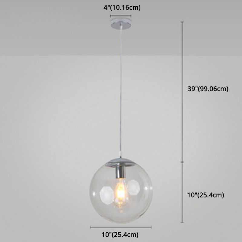 Restaurant Pendant Lighting Fixture Minimalist Style Pendant Ceiling Light with Orb Glass Shade