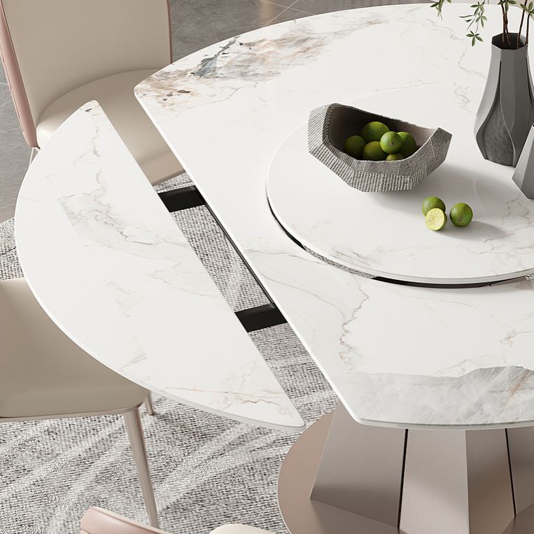 Modern Sintered Stone White Dining Room Set Space-Saving Design Dining Table Furniture