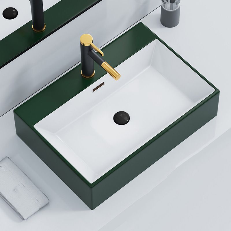 Rectangular Bathroom Sink Ceramic Modern Vessel Bathroom Sink with Faucet