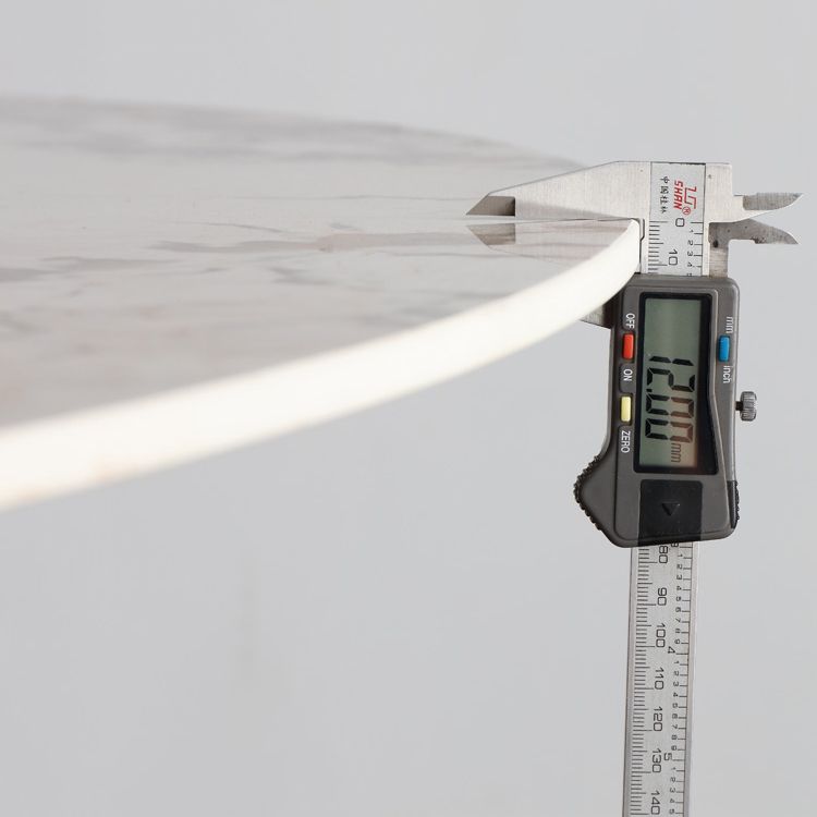 Nordic Sintered Stone Table Set of 5/7 with Rotatable Round Table Dining Set with Leather Chairs