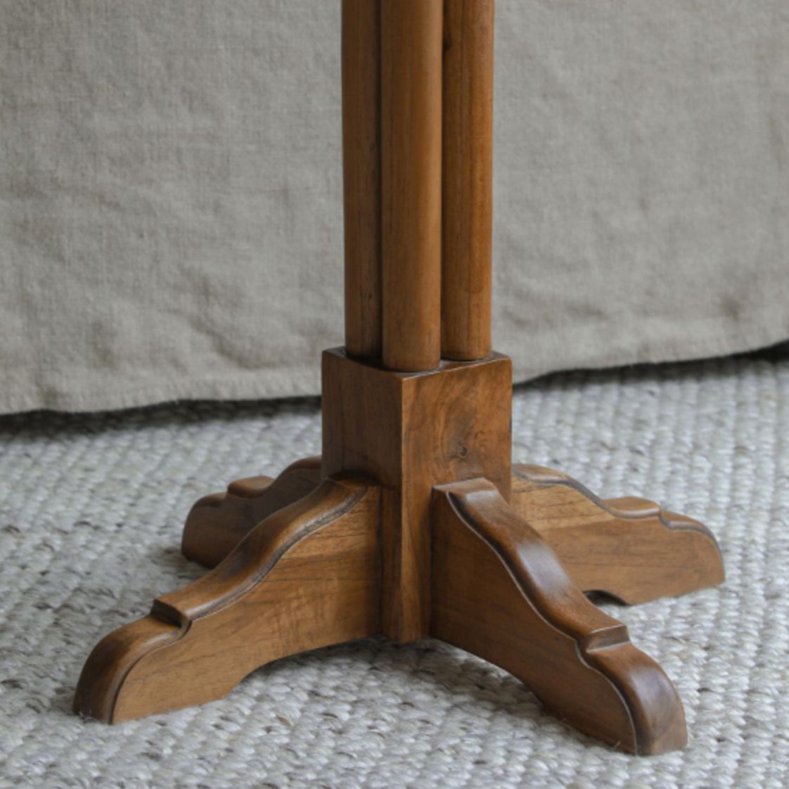 Modern Wood Geometric Dining Table Teak Wood Base for Dining Room