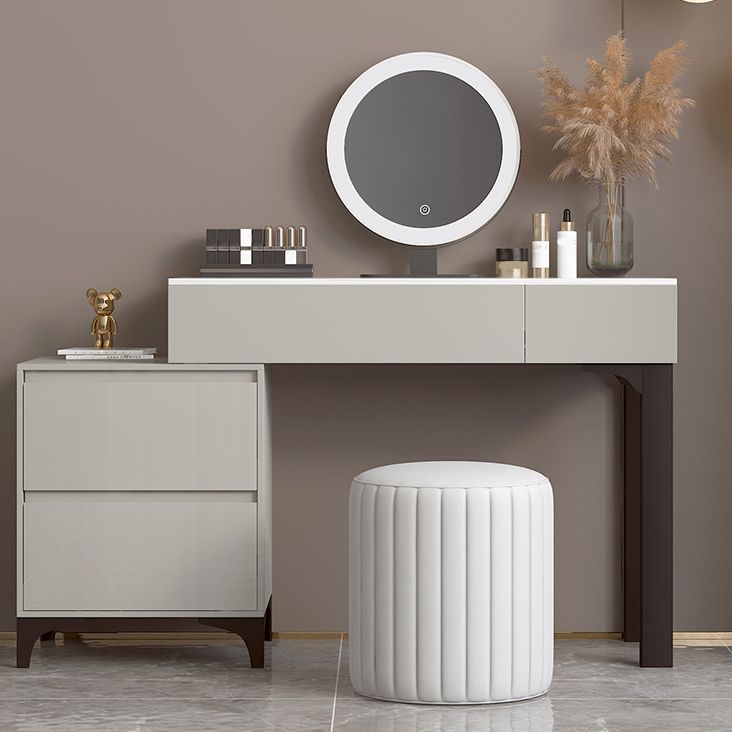 Contemporary Gray Makeup Table With Drawers 14.96 W x 29.52" H for Bedroom