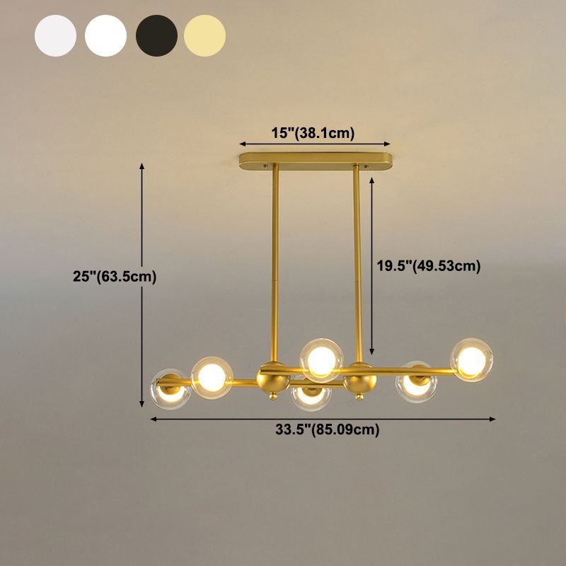 Glass Shade Island Light Fixture Contemporary Gold Suspension Light for Dining Room