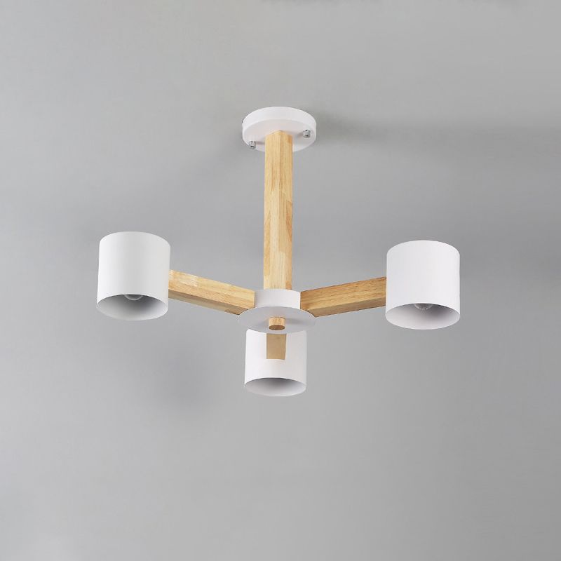 Lampadario cilindrico del soffitto cilindrico Metallico METALLICO Sospensione del soggiorno a 3/6/8 luci in nero in nero/bianco e legno