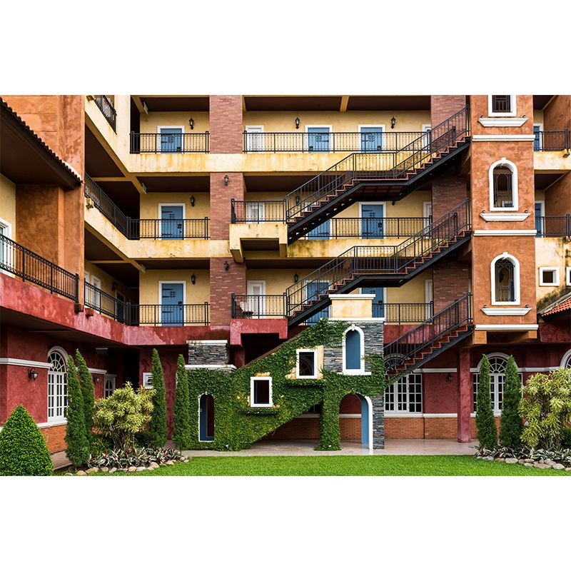 Yellow House Outer View Mural Architecture Modern Waterproofing Wall Decor for Home