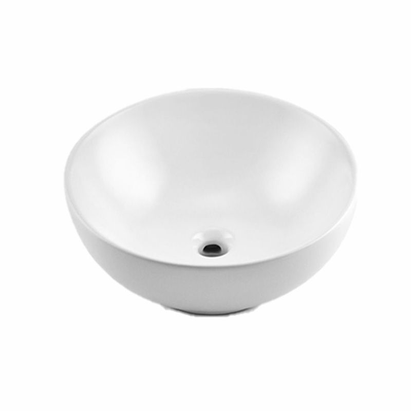 White Porcelain Bathroom Sink with Overflow Vessel Bathroom Sink