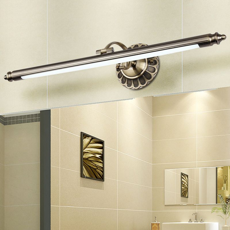 Antieke stijl paalvormige ijdelheid lamp Acryl LED -wandmontage Licht met zwaaitarm