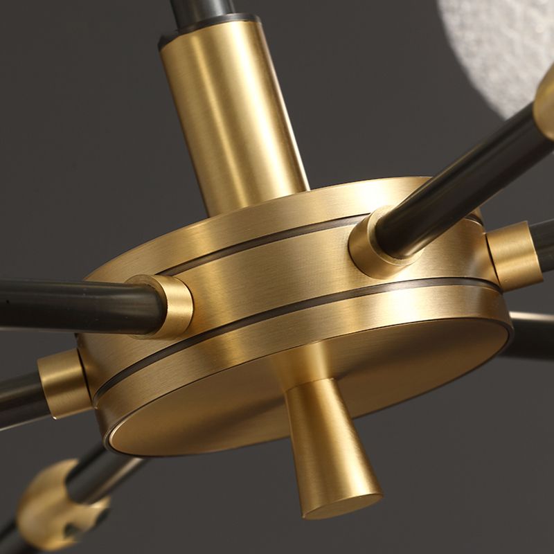 Contemporary Brass Glass Ball Chandelier Black Hanging Pendant for Bedroom