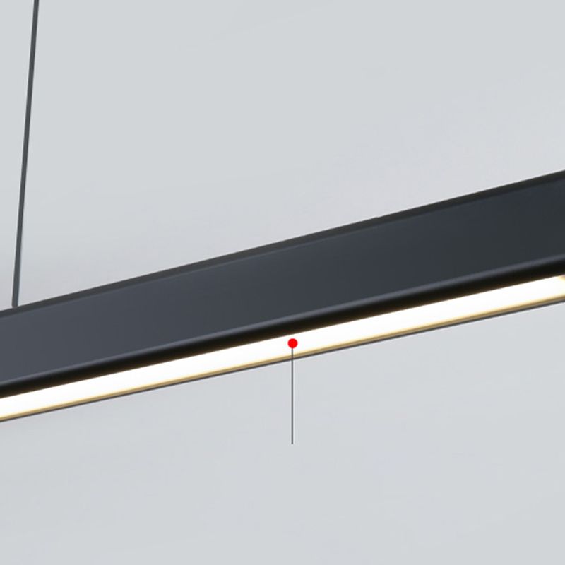Zeitgenössischer Stil linearer Form Island Light Metal 1 hängendes Anhänger Licht in Schwarz