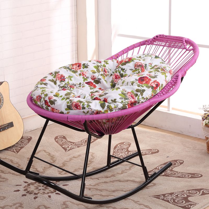 Contemporary Rocking Chair Wicker Wing Chair Back Solid Color Indoor Rocking Chair