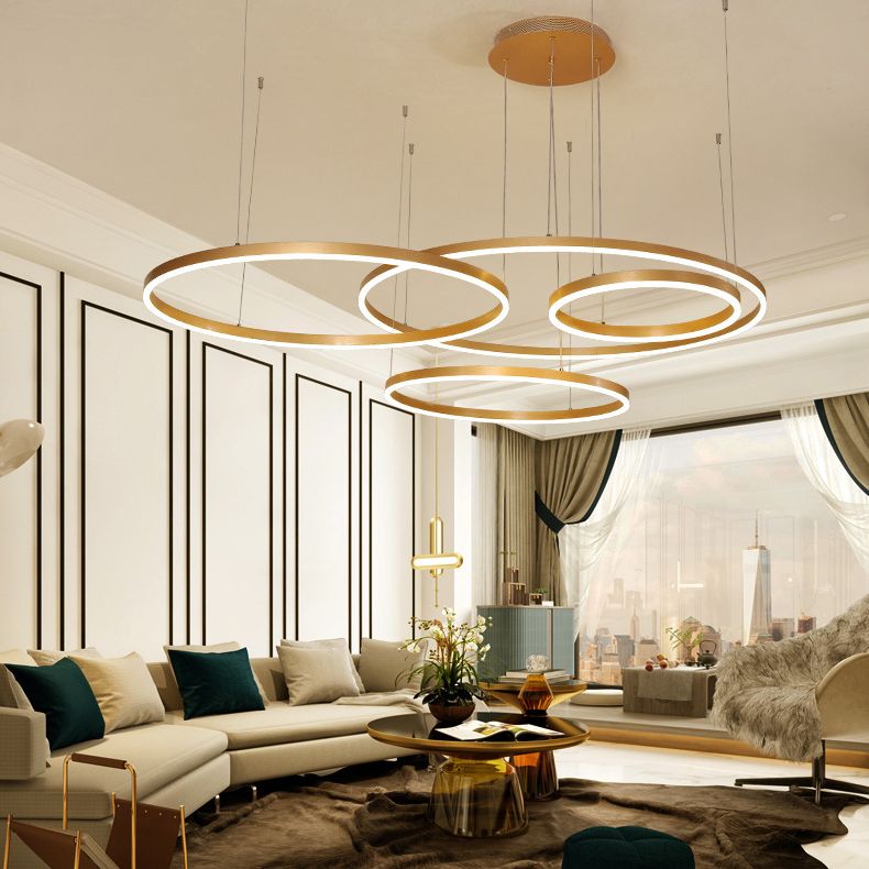 Multi Lights Metal Suspension Pendant Lamp Tiers Modern Style Suspended Lighting Fixture