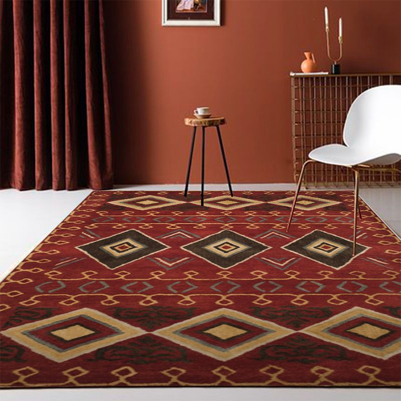 Exotic Antique Rug Multi-Color Geometric Print Rug Anti-Slip Backing Pet Friendly Machine Washable Rug for Great Room