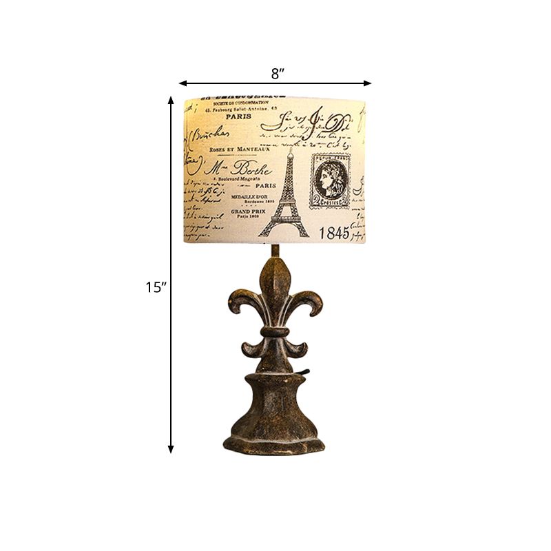 Tambre de la sala de estar iluminación de la tela del país 1 Luz de escritorio de guión de beige Luz de escritorio con resina Cilindro/Baluster