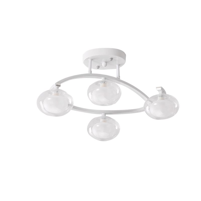 Mont semi-plafond du bras Twist avec une teinte ovale lampe au plafond en métal contemporain pour le café