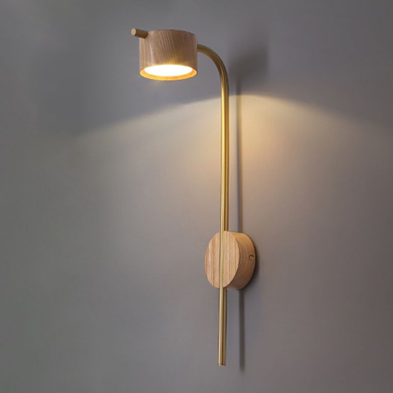 Contemporary Wood Wall Mounted Lighting Cylinder Shape Wall Lamp for Bedroom