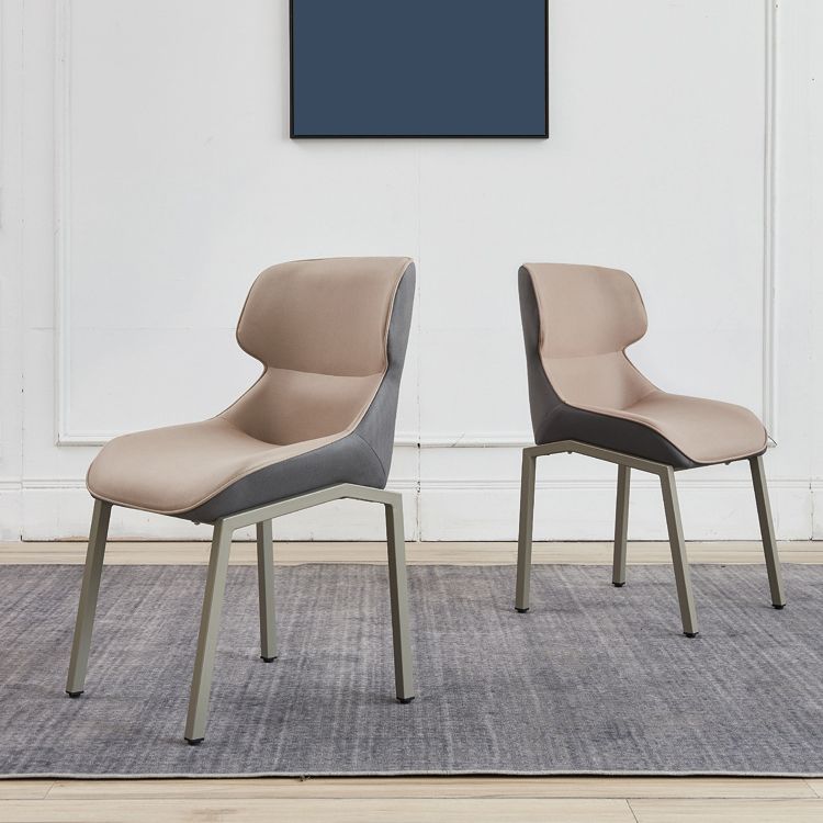 Chaise de salle à manger de style contemporain Chaise d'appoint à accoudoirs à oreilles en métal pour cuisine (Ensemble de 2)