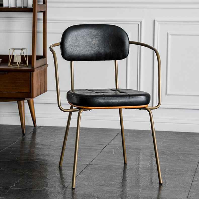 Industrial Open Back Arm Chairs PU Leather Dining Chairs for Home