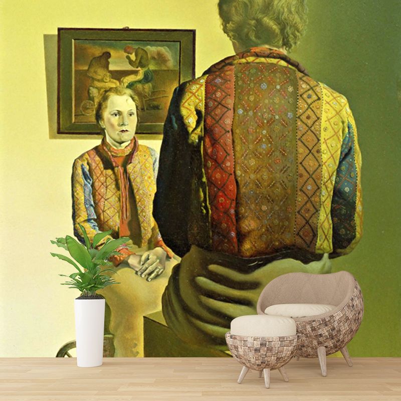 Big Salvador Dali Painting Mural Surreal Classic the Angelus of Gala Wall Art in Green