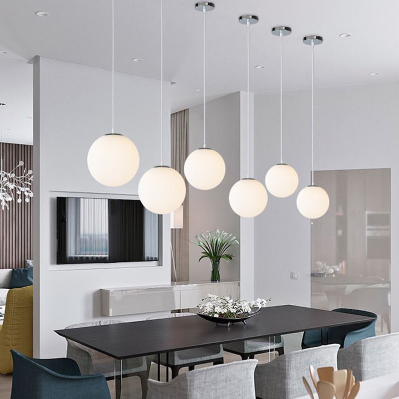 Moderna sfera di design minimalista lampada sospesa Opal Glass Glass Glass 1 Luce Light Light