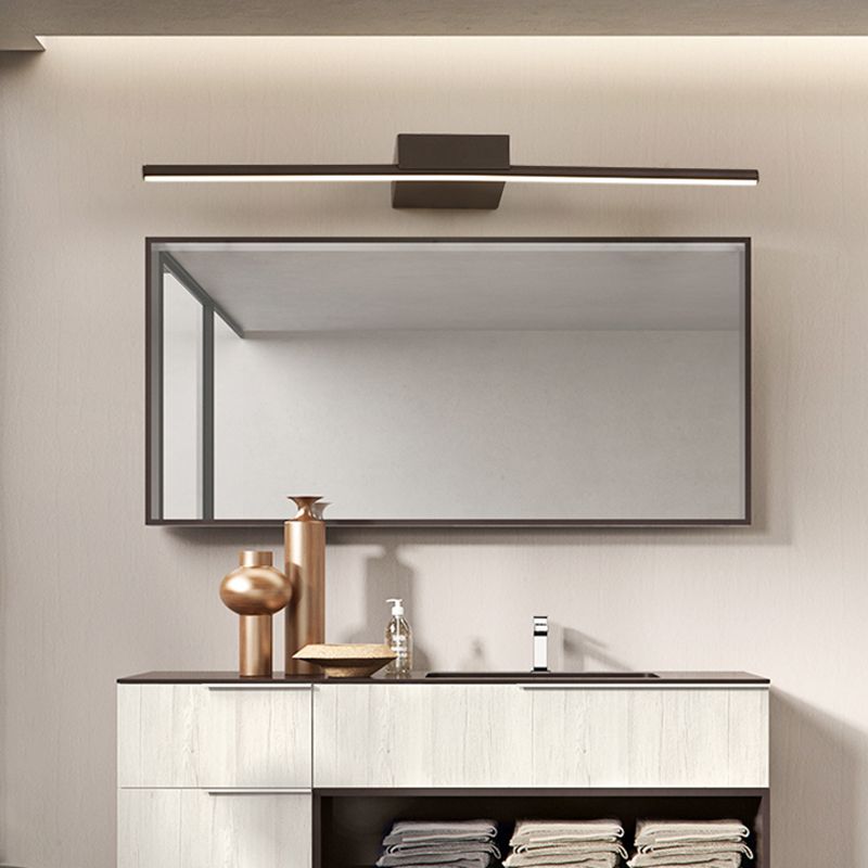 1 Light Metal Linear Mirror Wall Lighting Modern Style Wall Mounted Light Fixture in White