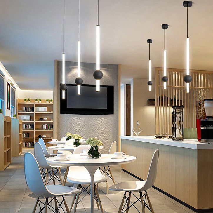 Minimalistische Streifen -Federleuchte Acryl Wohnzimmer LED -Anhänger Licht