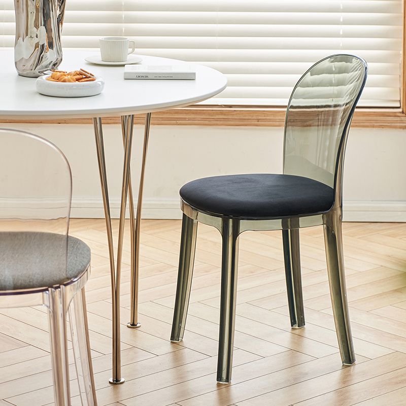 Contemporary Dining Side Chair Plastic Solid Back Chair for Dining Room