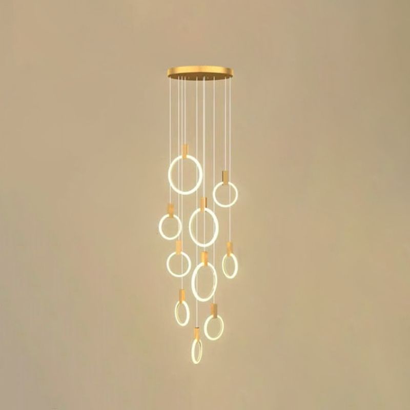Modern Luxury LED Pendant Light Aluminium Circular Hanging Lamp with Acrylic Shade