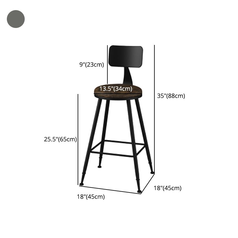 Modern Backrest Counter Stool Iron Cafe Bar Stool with Leather Cushion and Pedal