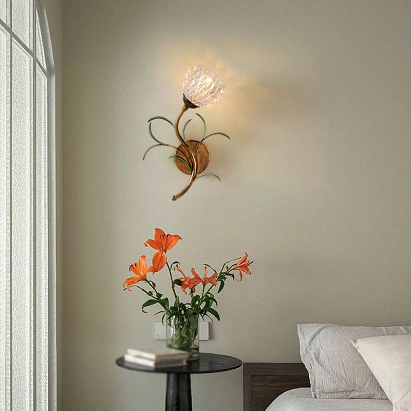 Flower Shape Wall Lamp Modern Wall Mount Lamp with Glass Shade for Bedroom