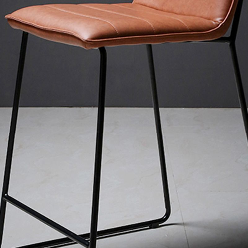 Scandinavian Black Iron Base Barstool Fabric and Faux Leather Bar Stools