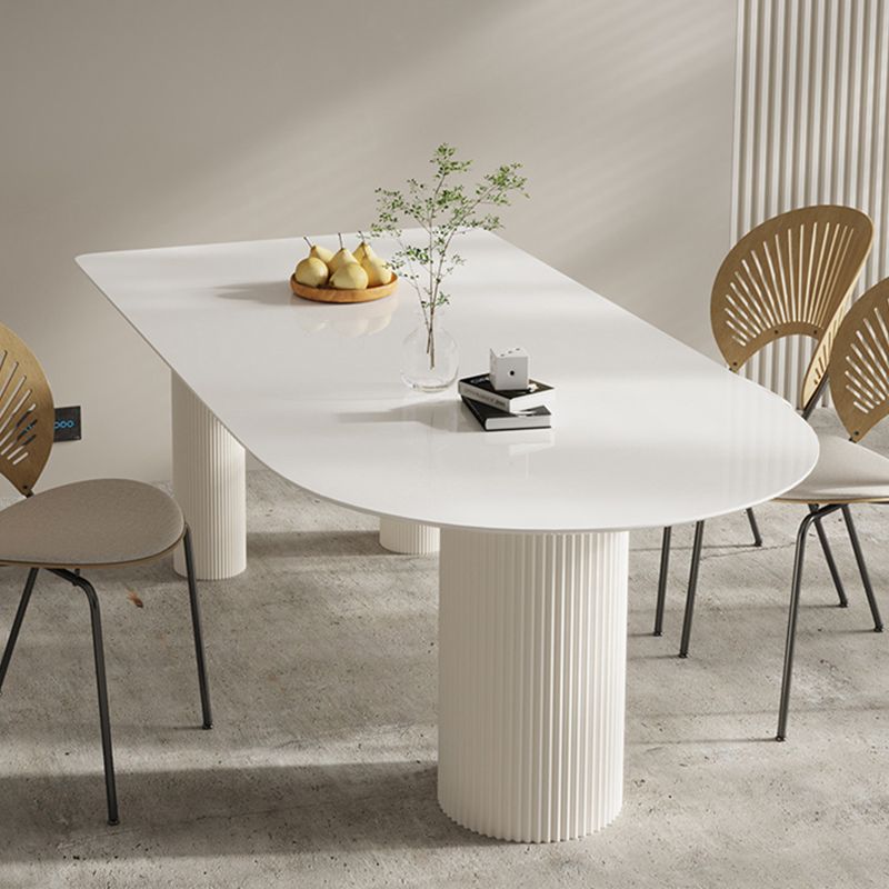 Freeform Solid Wood Dining Table Modern White Furniture with Tripod Base for Apartment