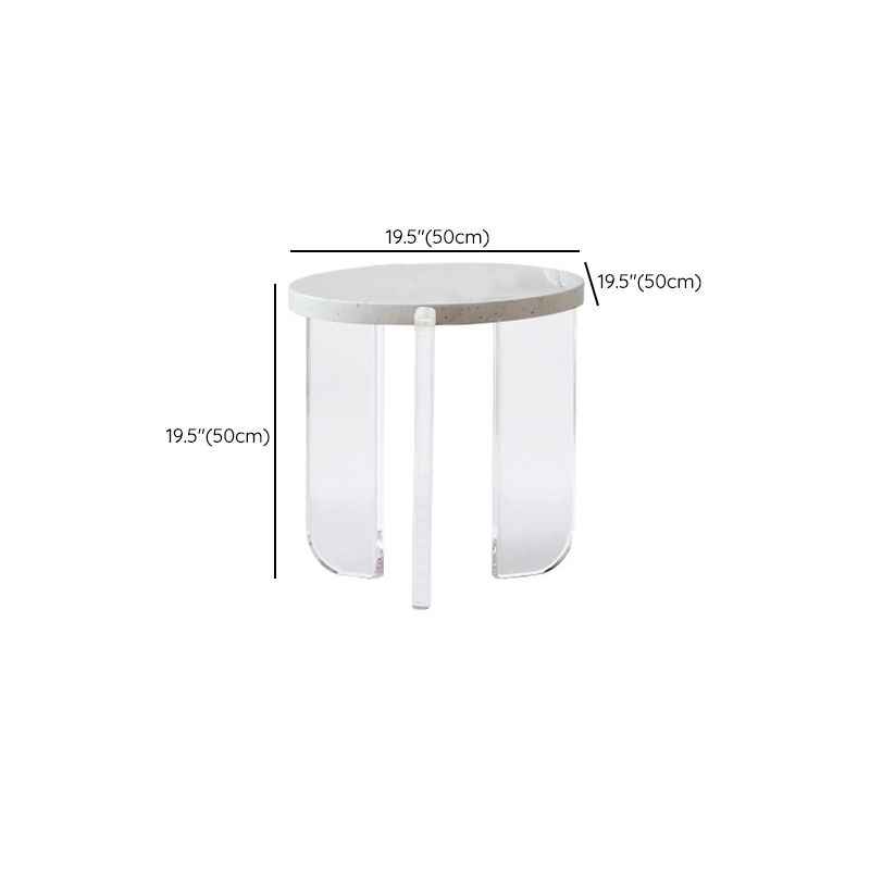 Contemporary Round Terrazzo Coffee Table in White Acrylic Legs 1 Single Cocktail Table