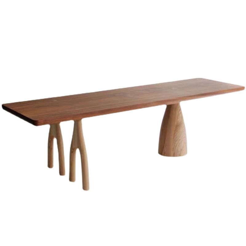 Rectangle Pine Solid Wood Table Modern Dining Table with 3 Legs for Restaurant