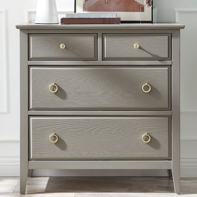 32.67" Tall 4 - Drawer Accent Chest Solid Wood Grey/Brown Chest