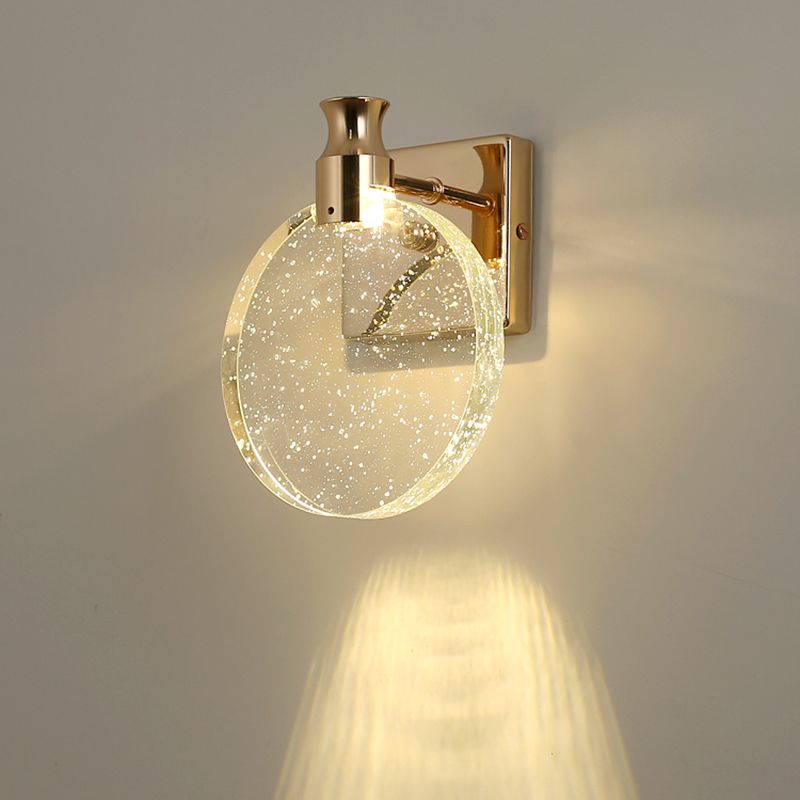 Moderne minimalistische stijl cirkelvormige wand gemonteerd verlichtingskristal 1 lichte sconce verlichtingsarmatuur voor slaapkamer